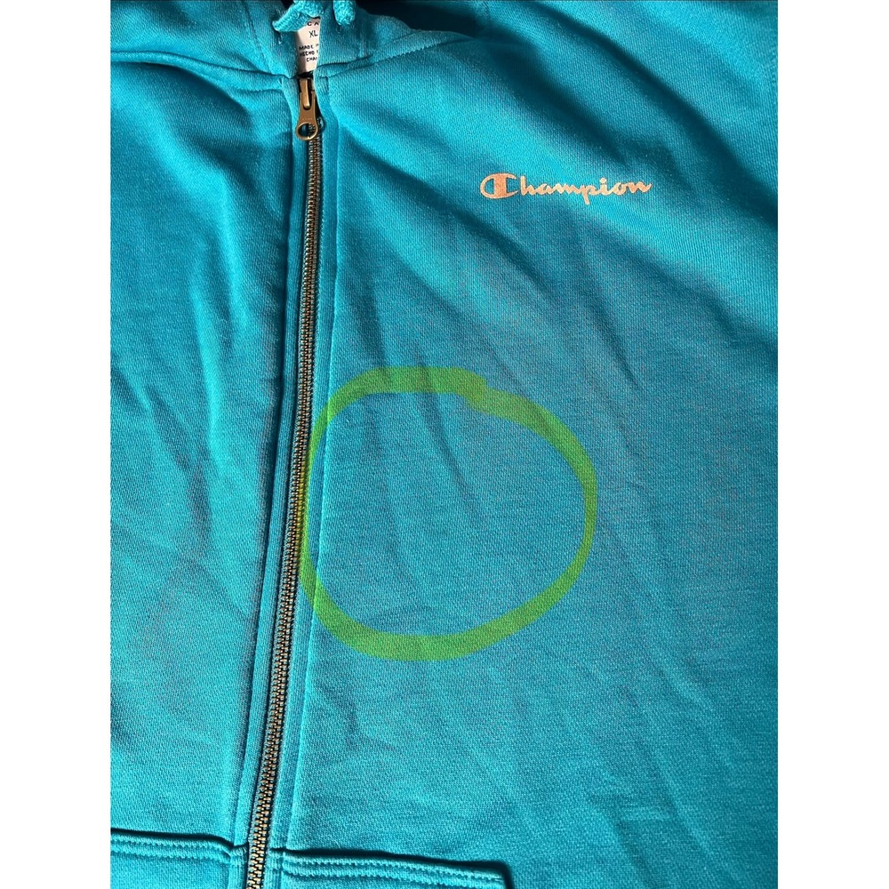 Champion Authentic Athleticwear Teal Full-Zip Hooded Sweatshirt Size XL - Picture 8 of 9
